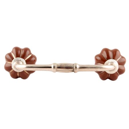 Dark Brown With Silver Line Medium Ceramic Melon Bridge Handles